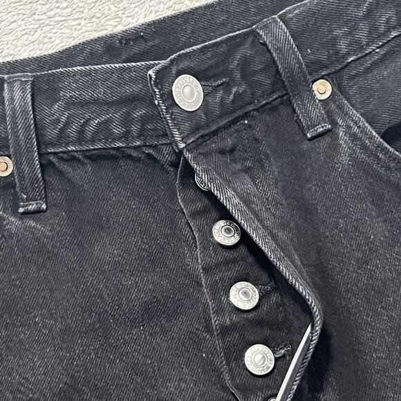 Levis 501 Shorts Womens W31 Black Denim Button Fly Cutoff Bottoms - Picture 4 of 14